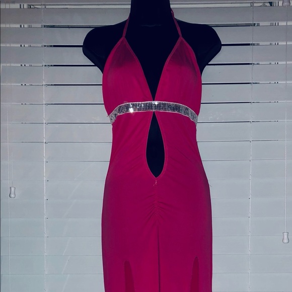 NEW! NWT PINK SATIN SEXY NIGHT HALTER DRESSES - Picture 5 of 8